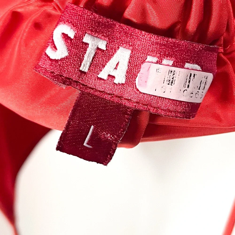 Staud Florence Gown Red Maxi Dress Spaghetti Strap Sleeveless A-Line Sz L - Picture 16 of 16